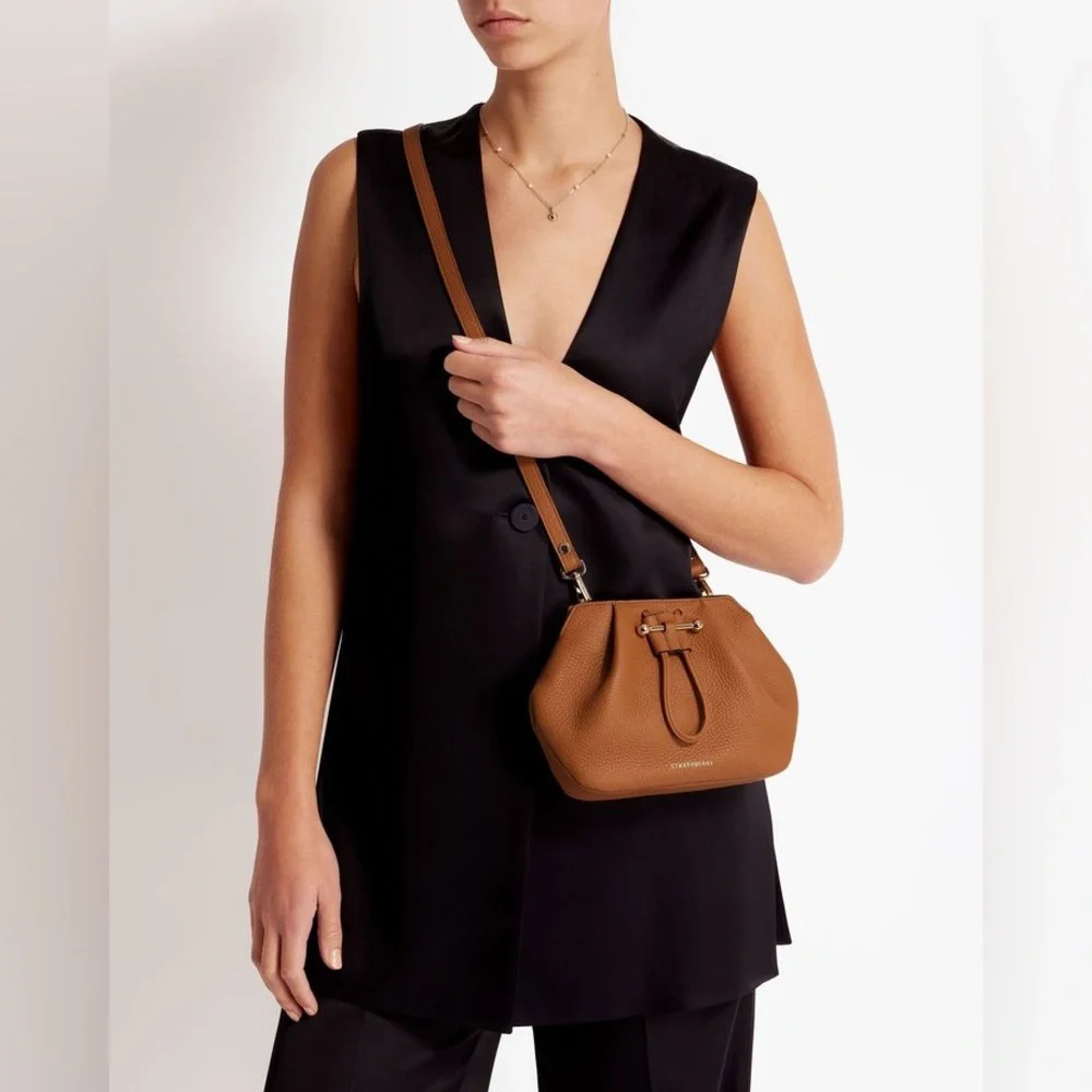 Strathberry Osette Crossbody Bag Grain Tan Pristine Minimalist - Picture 2 of 14